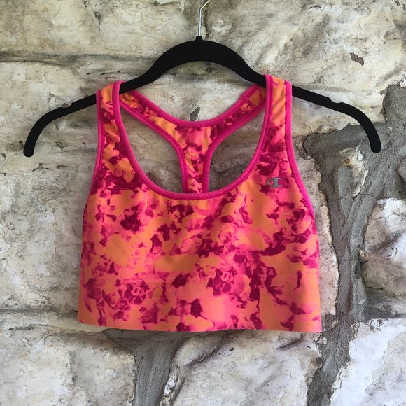 Champion Women's Pink and Orange Sports Bra - Picture 1 of 2